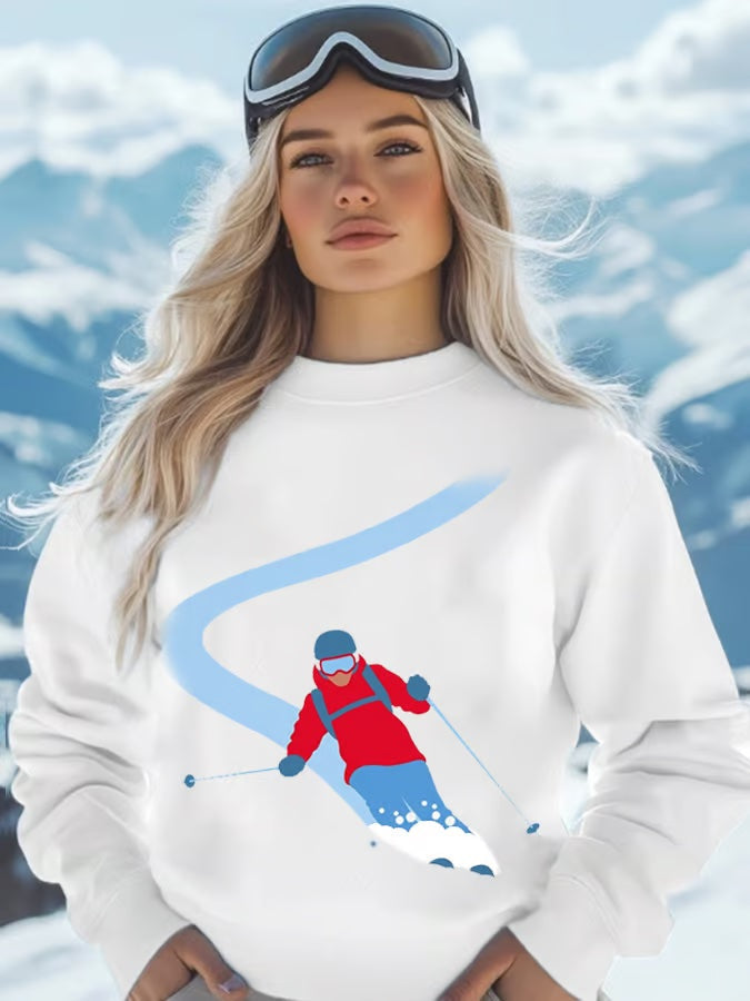 31. Sweat-shirt à col ras du cou ski pour femme