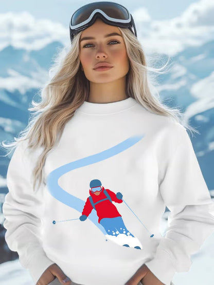 31. Sweat-shirt à col ras du cou ski pour femme