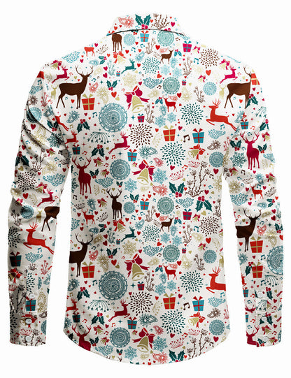 Chemise à manches longues pour homme avec imprimé renne de Noël vintage