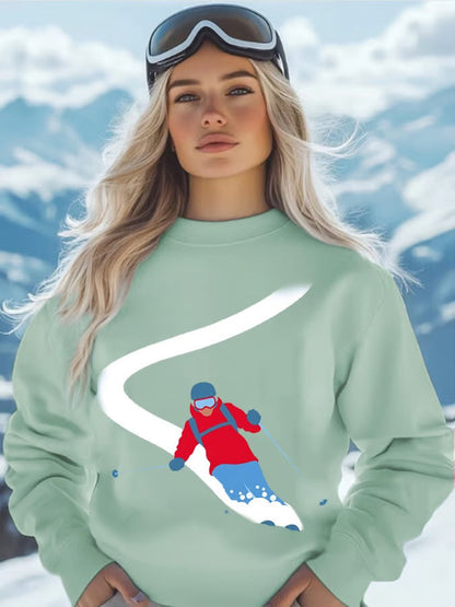 31. Sweat-shirt à col ras du cou ski pour femme