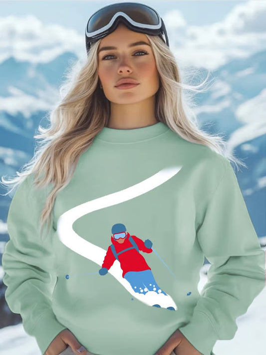 31. Sweat-shirt à col ras du cou ski pour femme