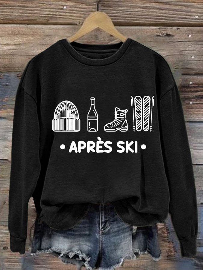 3. Après ski - Sweat col rond imprimé ski pour femme