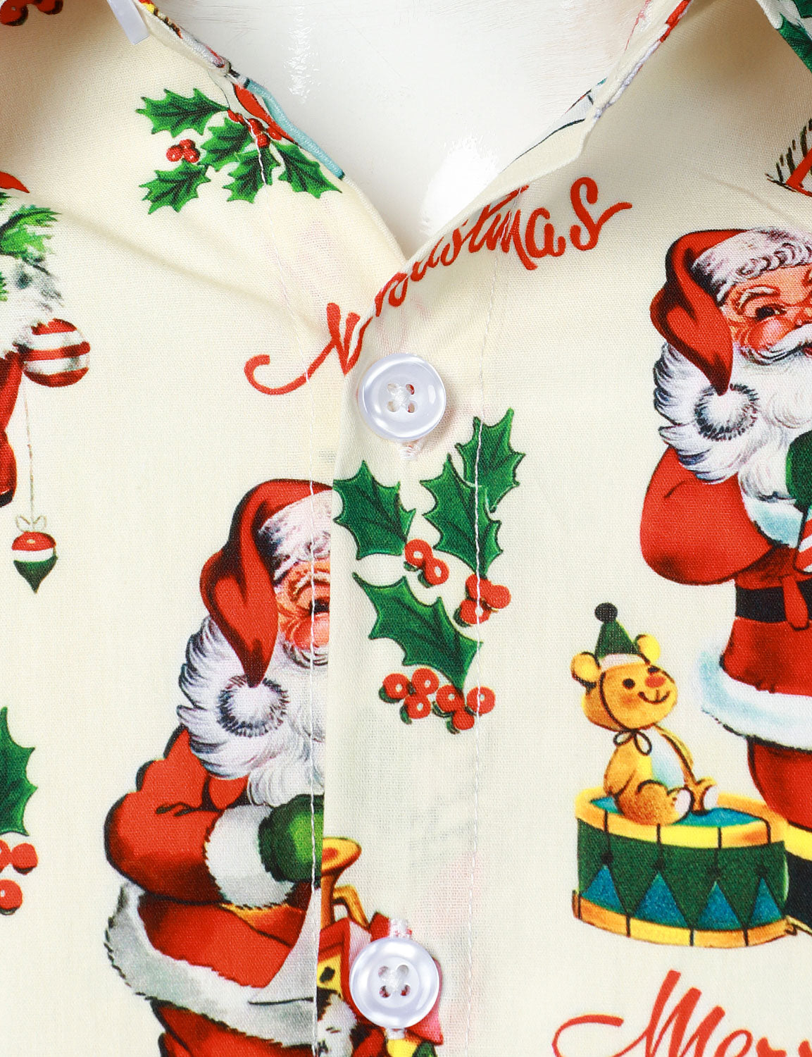Chemise en coton à manches longues pour homme avec imprimé Père Noël pour Noël