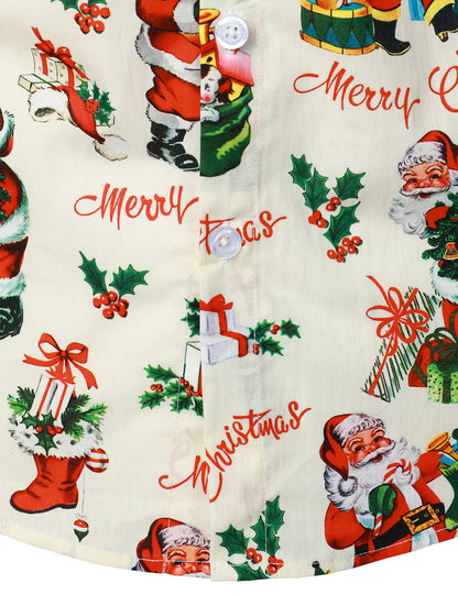 Chemise en coton à manches longues pour homme avec imprimé Père Noël pour Noël