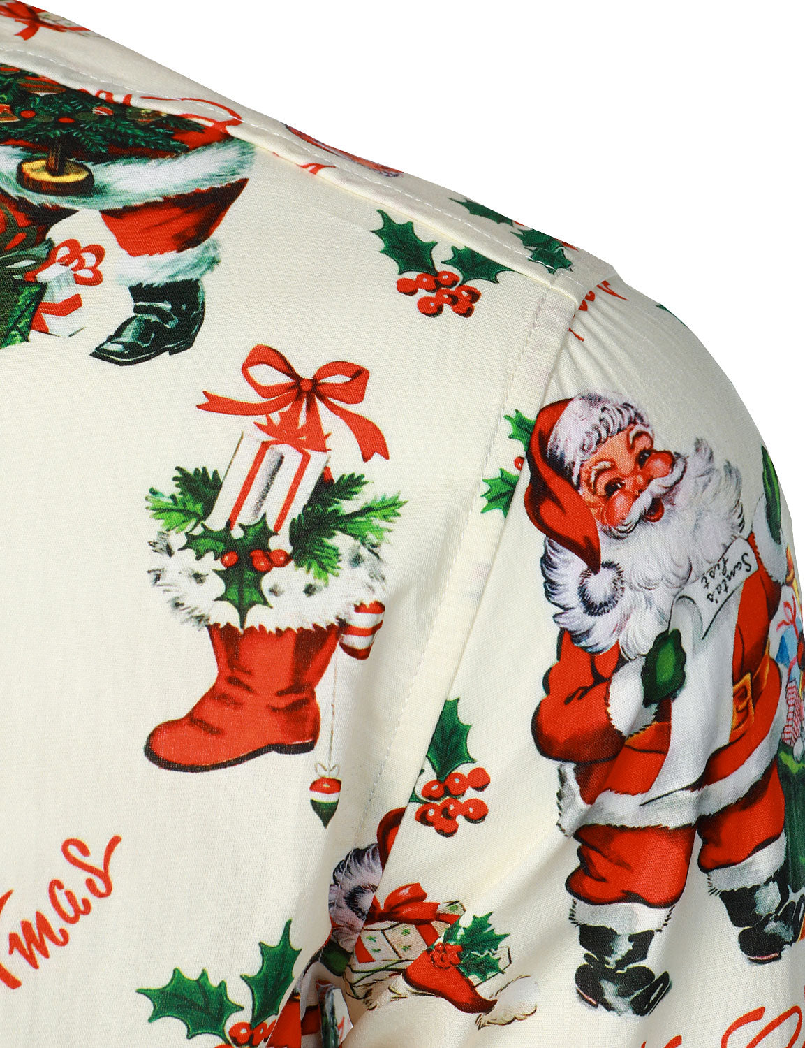 Chemise en coton à manches longues pour homme avec imprimé Père Noël pour Noël