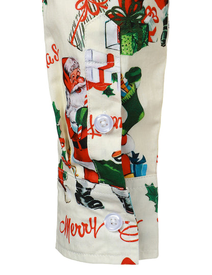 Chemise en coton à manches longues pour homme avec imprimé Père Noël pour Noël
