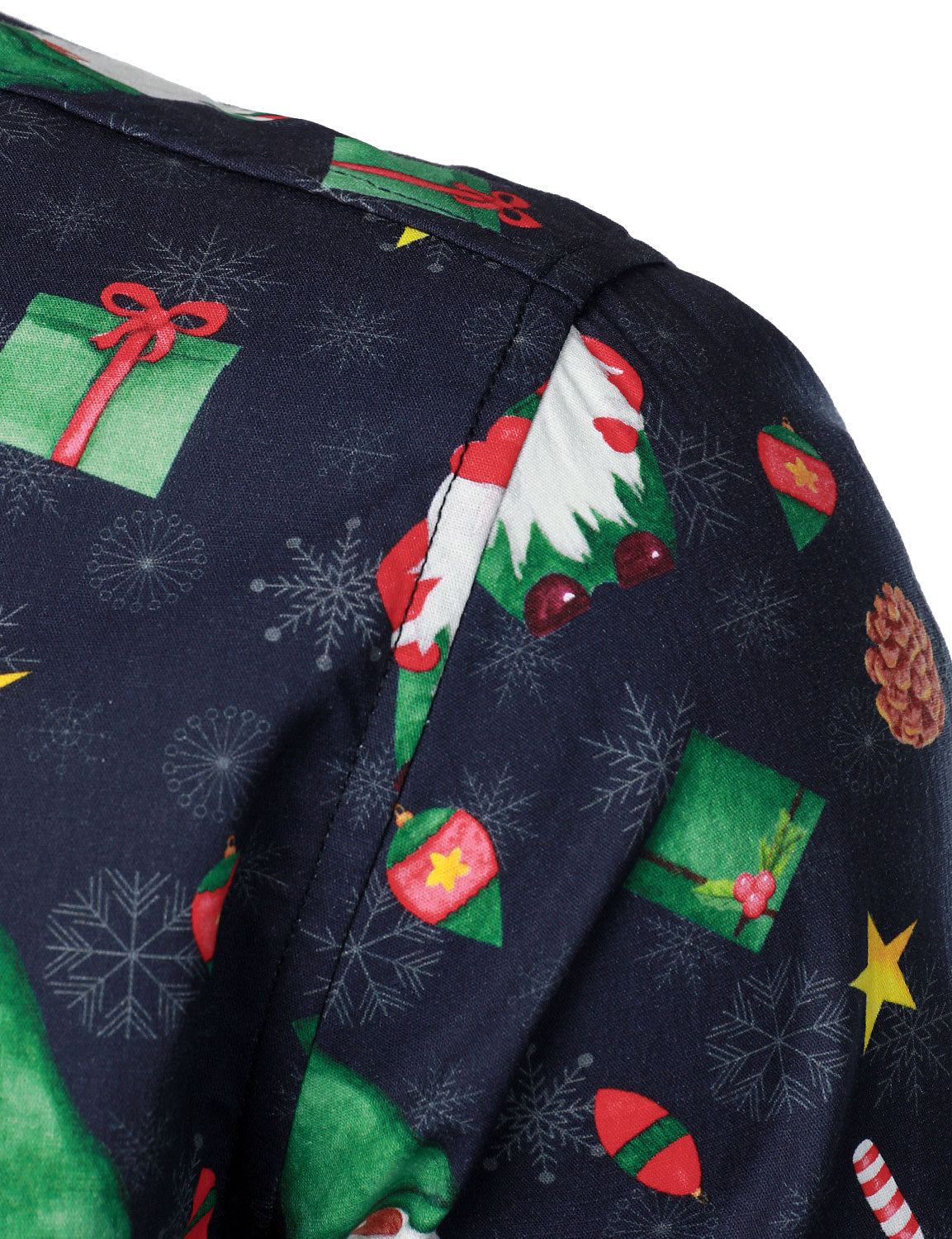 Chemise à manches longues bleue pour homme en coton avec gnome mignon Père Noël