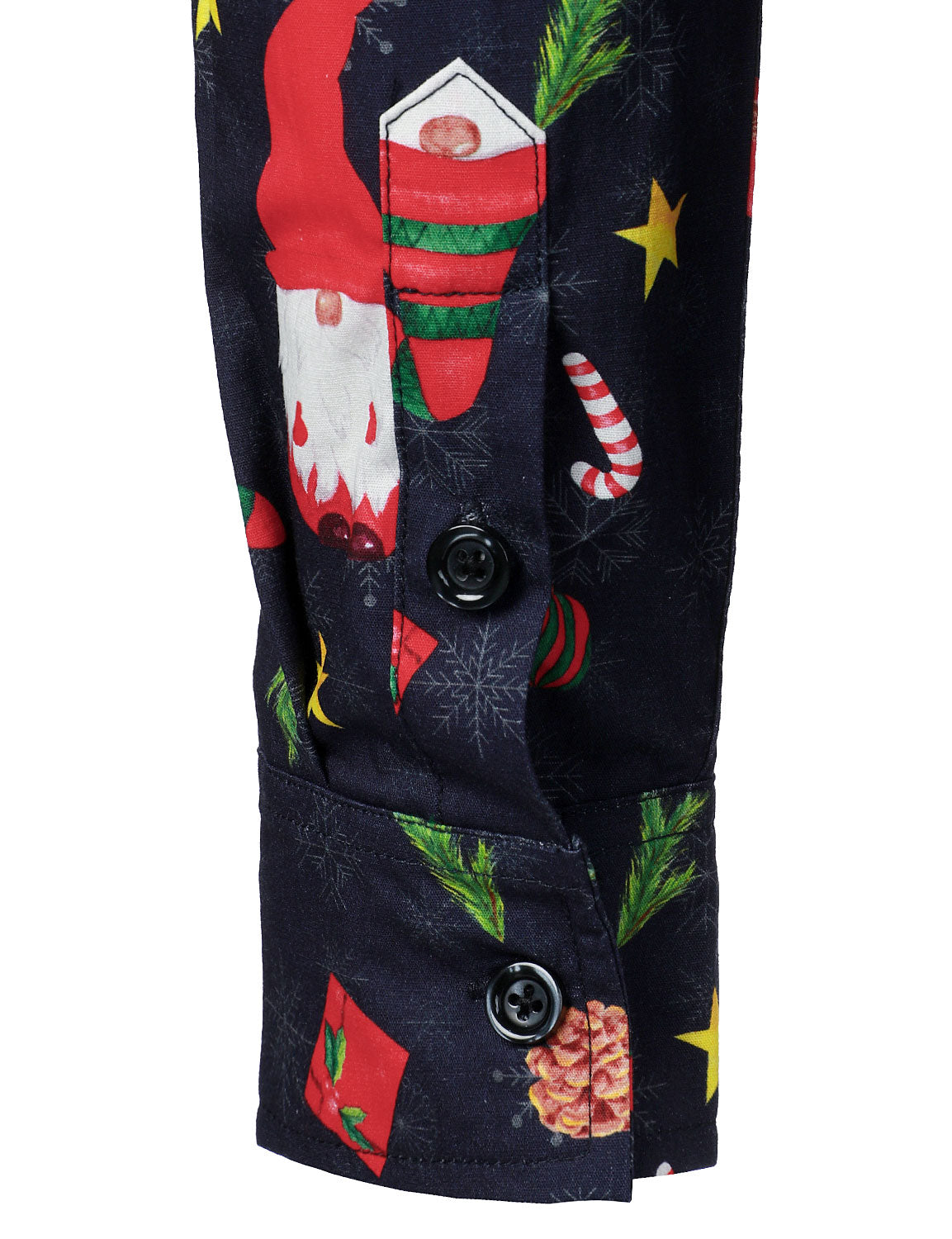 Chemise à manches longues bleue pour homme en coton avec gnome mignon Père Noël