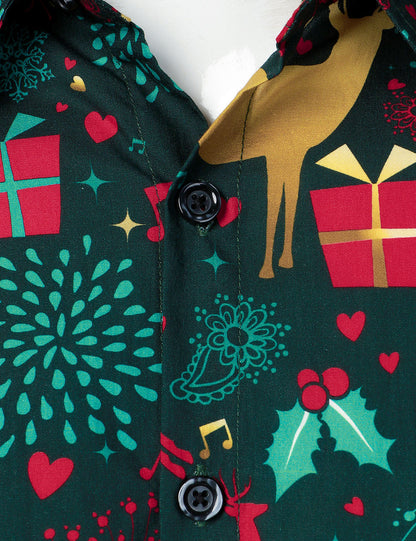 Chemise à manches longues en coton pour homme avec motif de renne de Noël