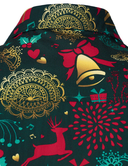 Chemise à manches longues en coton pour homme avec motif de renne de Noël