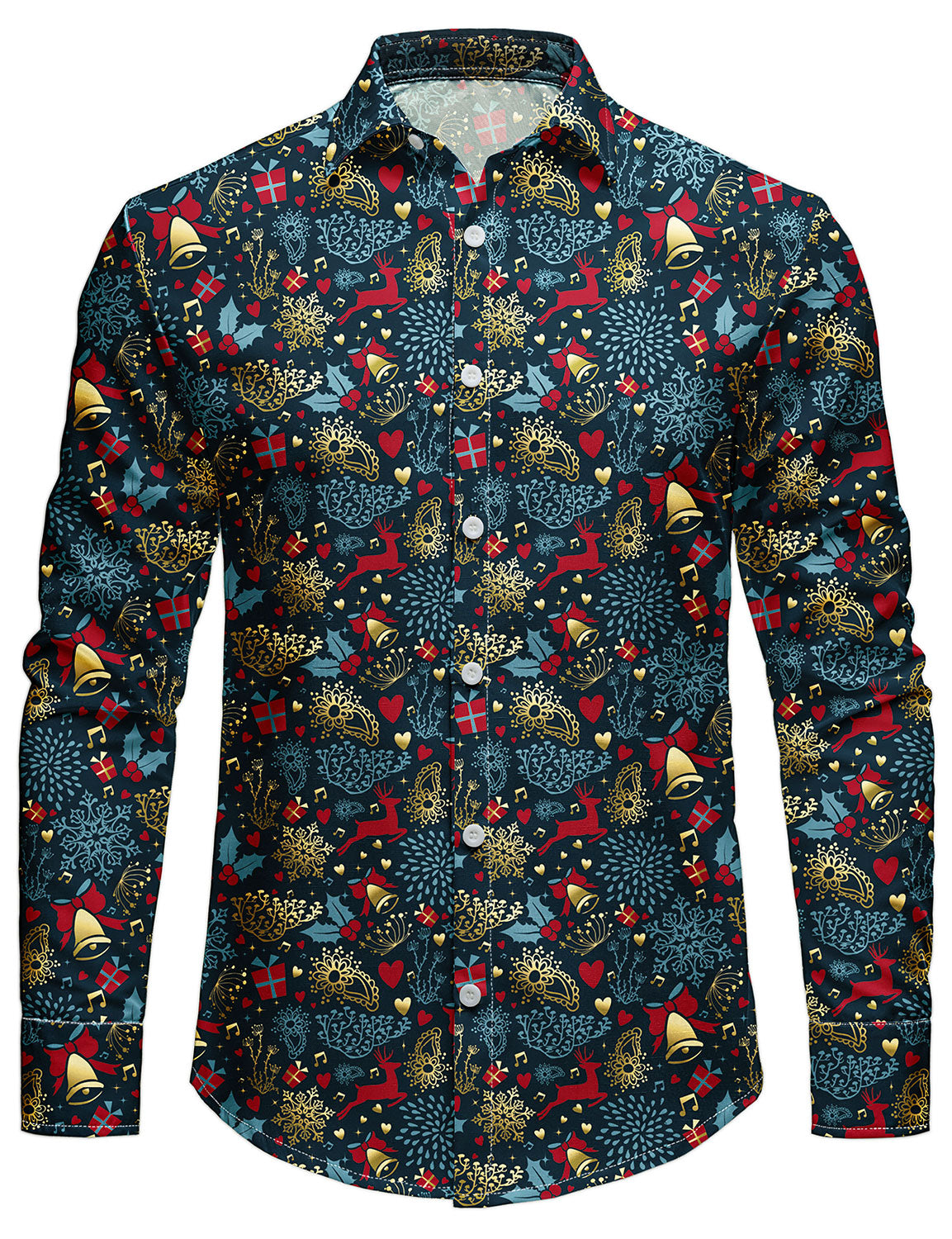 Chemise à manches longues pour hommes avec motif de renne drôle sur le thème de Noël