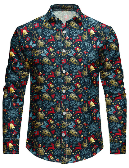 Chemise à manches longues pour hommes avec motif de renne drôle sur le thème de Noël