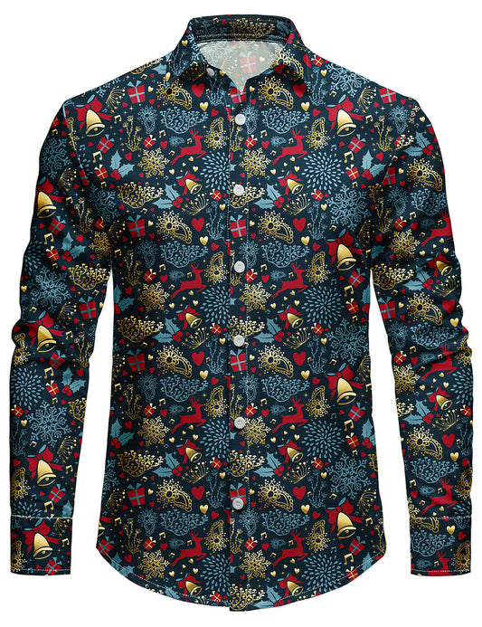 Chemise à manches longues pour hommes avec motif de renne drôle sur le thème de Noël