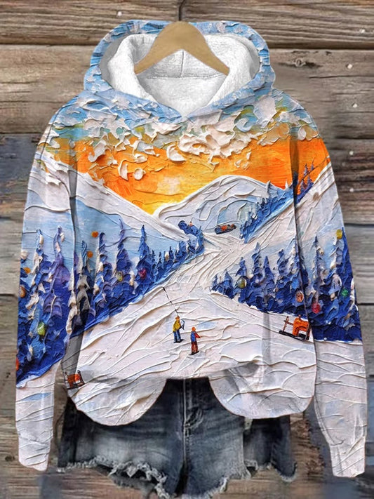 8. Courchevel - Sweat-shirt avec impression de ski décontracté pour femme