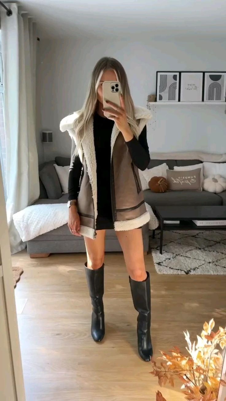 Leyla  Bodywarmer en daim avec double doublure