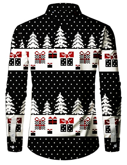 Chemise à manches longues pour hommes, moche avec père Noël drôle pour les fêtes de Noël