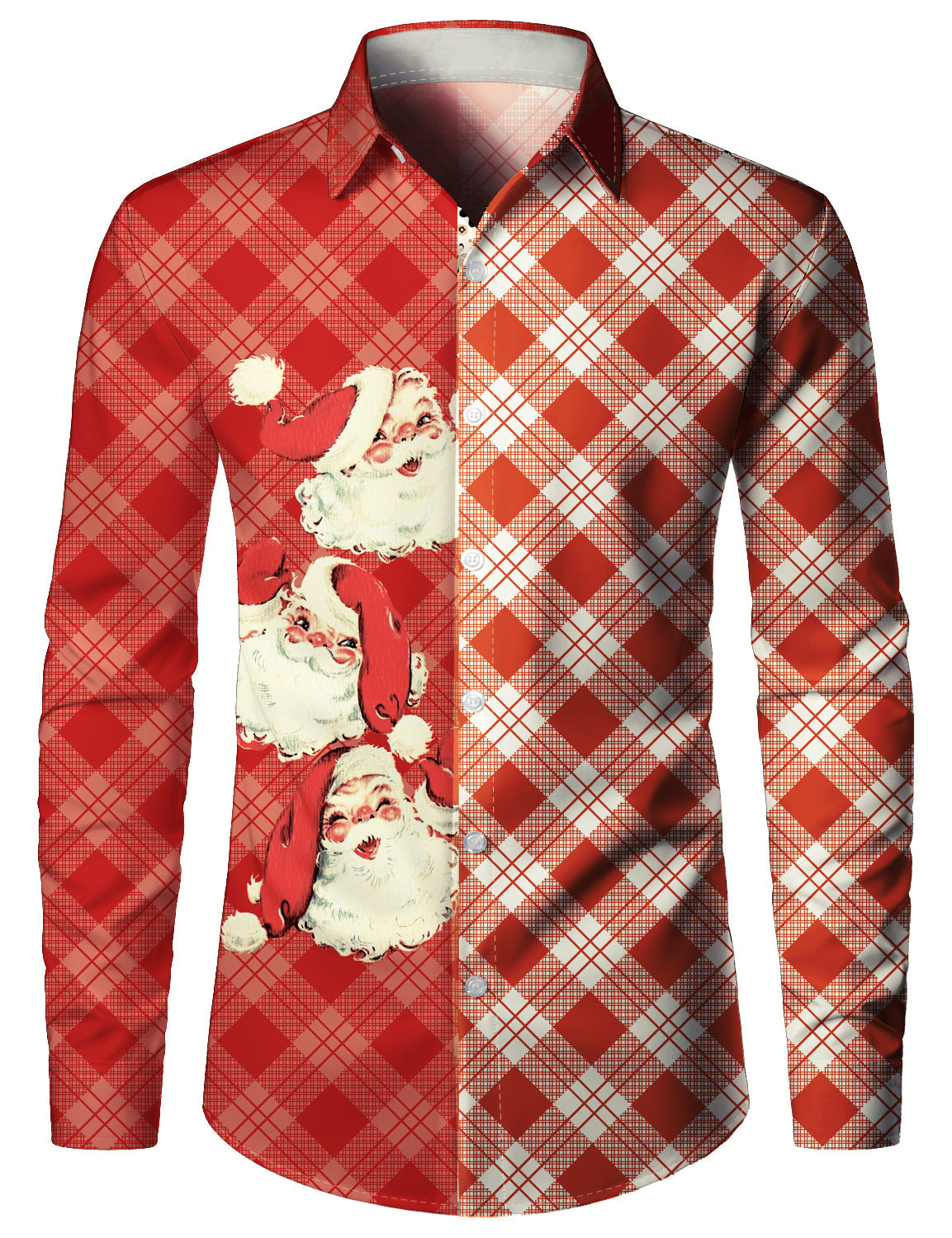 Chemise à manches longues à carreaux Père Noël pour homme