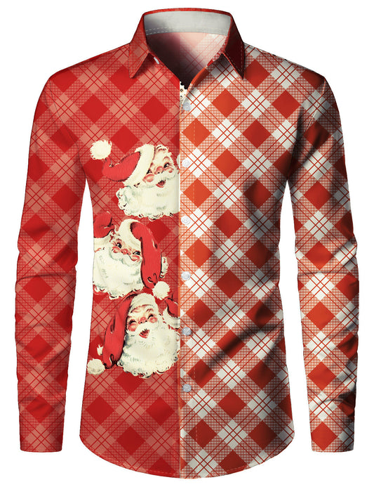 Chemise à manches longues à carreaux Père Noël pour homme
