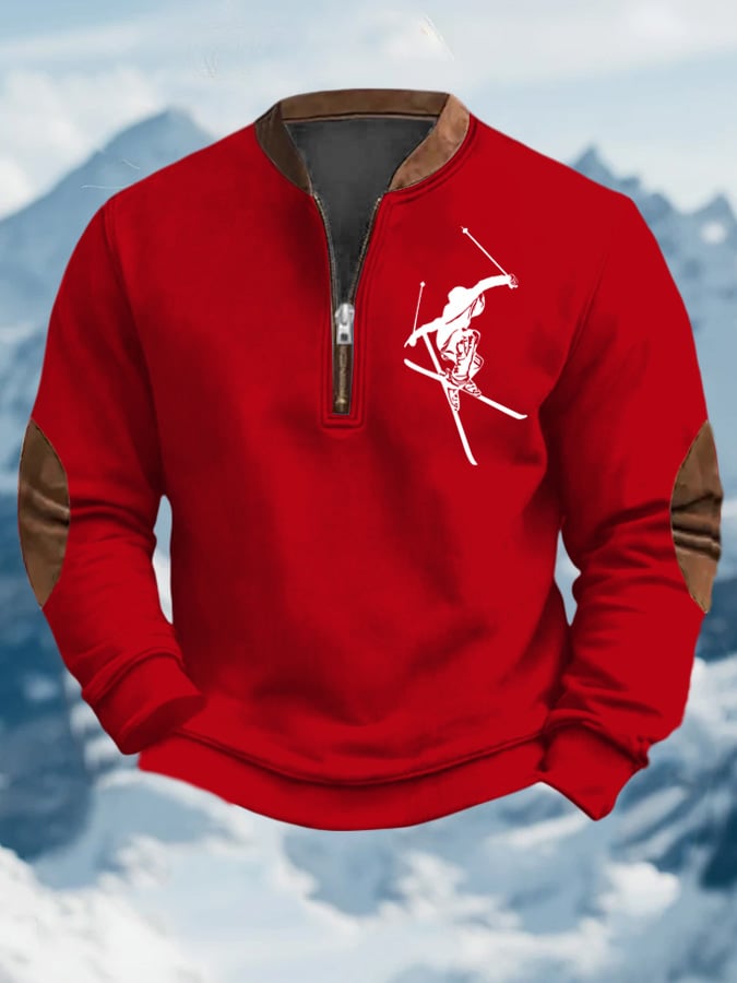 50. Sweat-shirt zippé à imprimé ski pour homme
