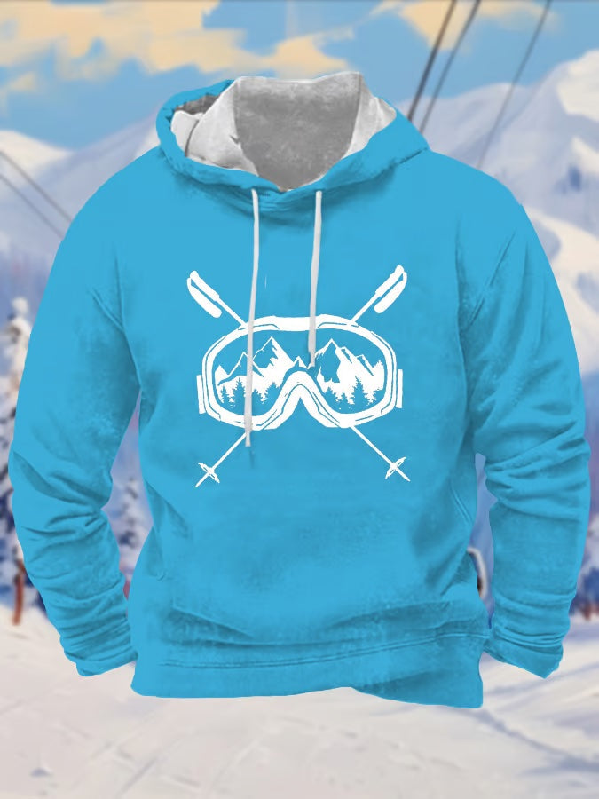 41. Sweat à capuche imprimé lunettes de ski homme