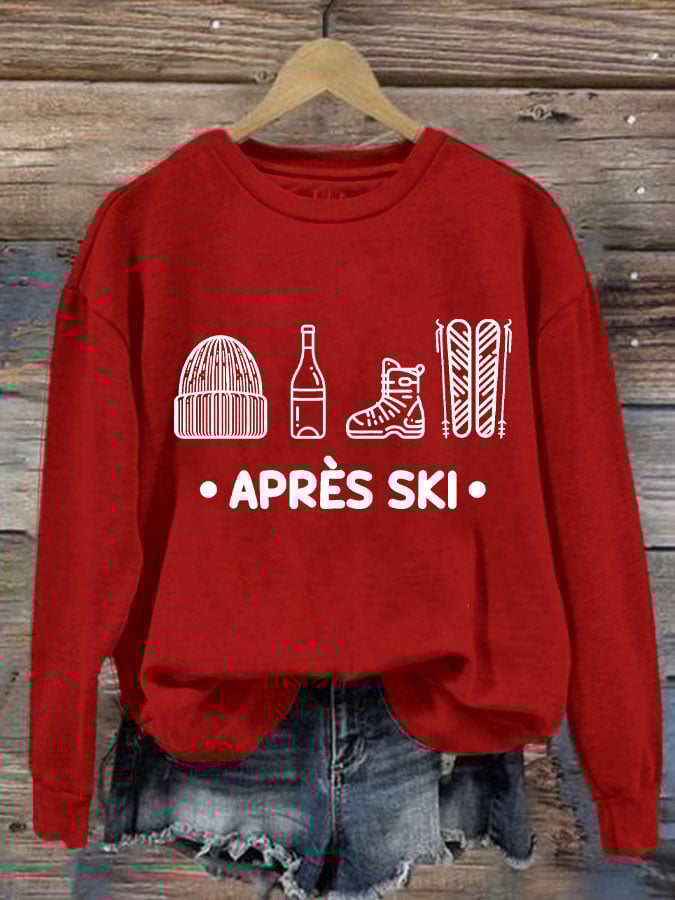 3. Après ski - Sweat col rond imprimé ski pour femme