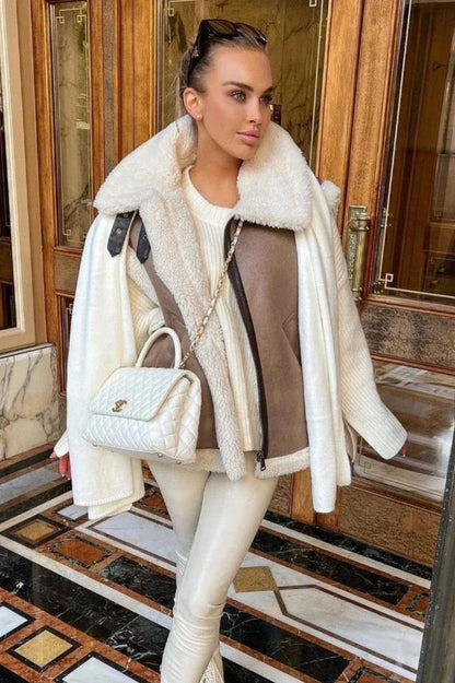 Leyla  Bodywarmer en daim avec double doublure