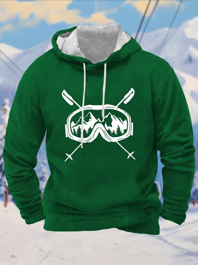 41. Sweat à capuche imprimé lunettes de ski homme