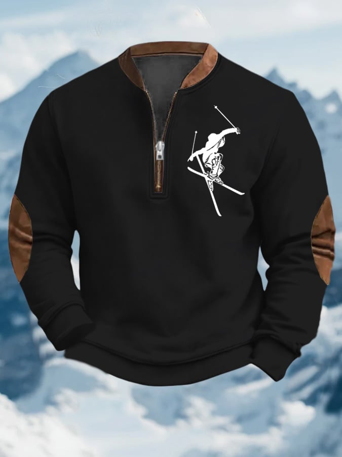 50. Sweat-shirt zippé à imprimé ski pour homme