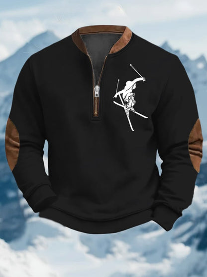 50. Sweat-shirt zippé à imprimé ski pour homme