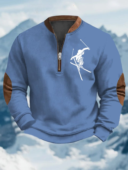 50. Sweat-shirt zippé à imprimé ski pour homme