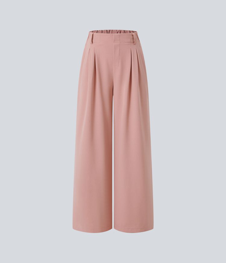 Halara Flex™ Pantalon Travail Gaufré Taille Haute Poches Latérales Jambe Large