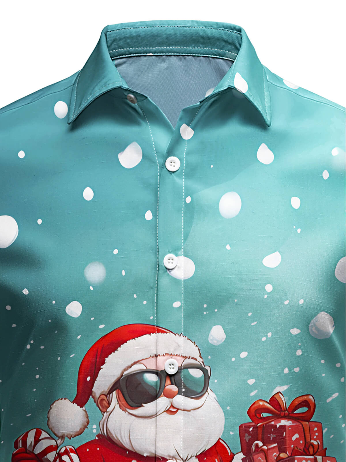 Chemise à manches longues pour homme avec imprimé Père Noël et chien mignon