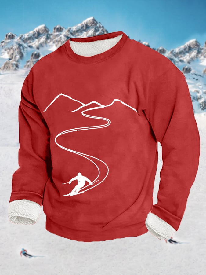 54. Sweat-shirt décontracté en peluche pour hommes, amateurs de ski