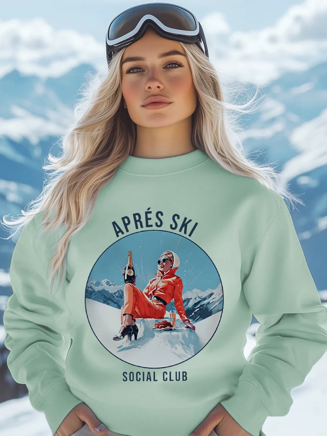 2. Social Club- Sweat-shirt décontracté vintage après-ski pour femme