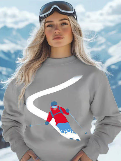 31. Sweat-shirt à col ras du cou ski pour femme