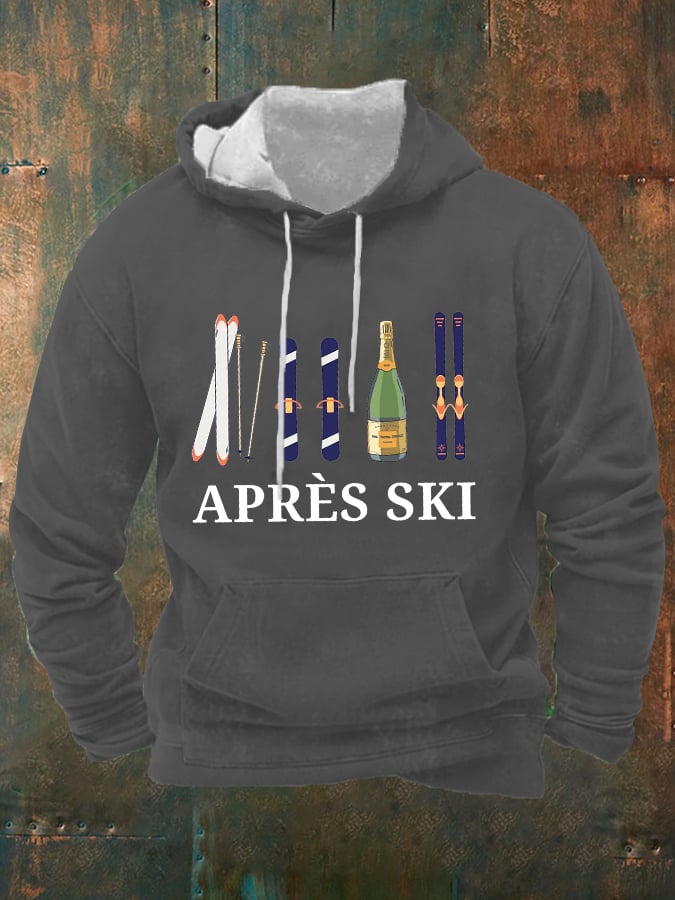 52. Sweat à capuche imprimé apères-ski pour homme