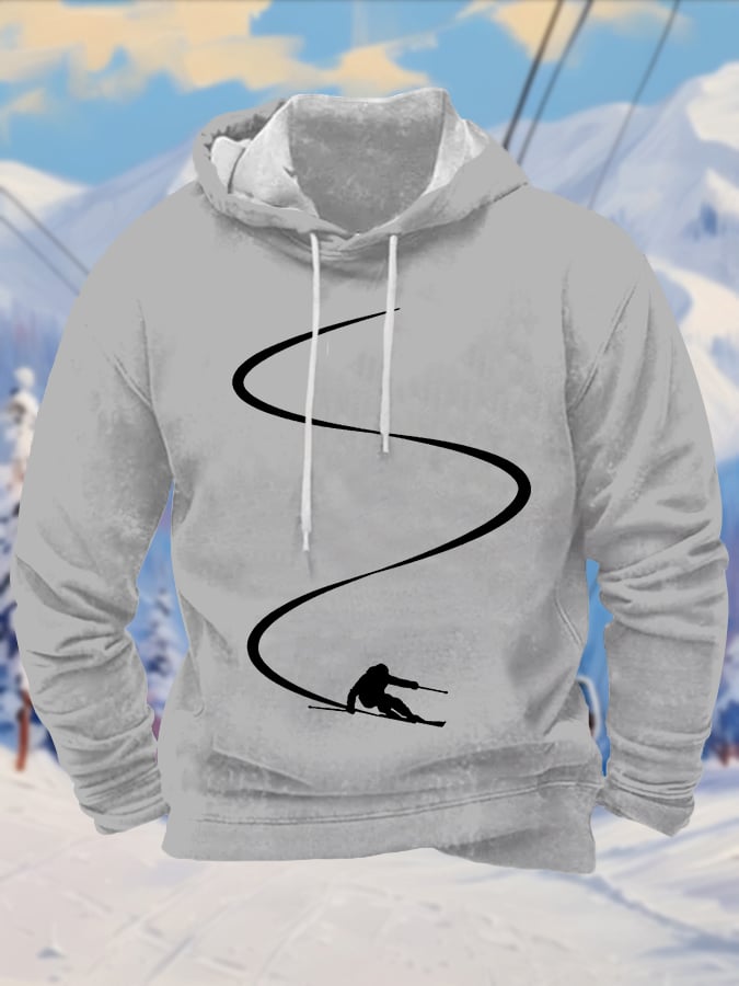 43. Sweat à capuche imprimé pour homme passionné de ski