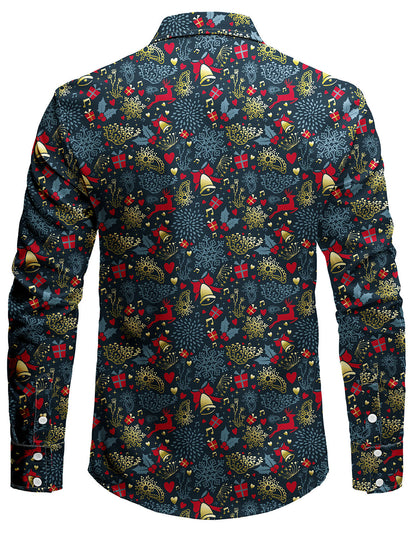 Chemise à manches longues pour hommes avec motif de renne drôle sur le thème de Noël