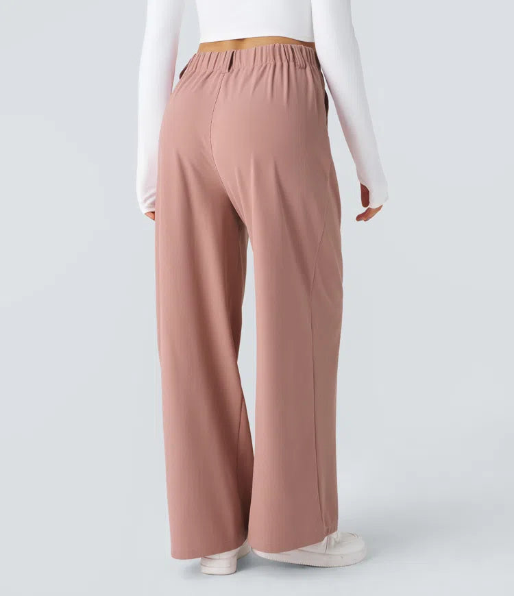 Halara Flex™ Pantalon Travail Gaufré Taille Haute Poches Latérales Jambe Large