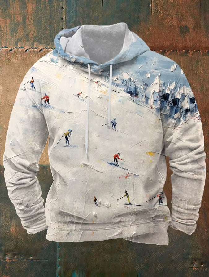 45. Sweat à capuche imprimé pour homme passionné de ski