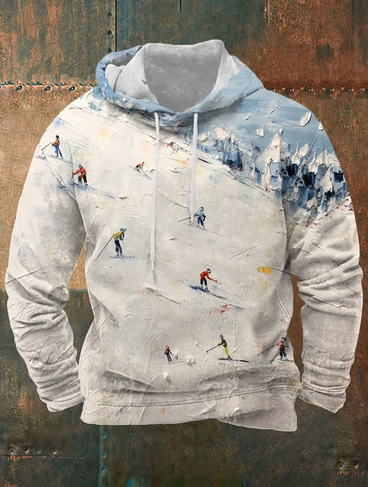 45. Sweat à capuche imprimé pour homme passionné de ski
