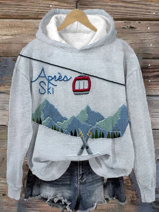 1. Alpe d'Huez - Sweat à capuche imprimé après ski pour femme