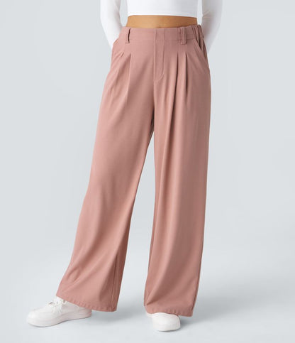 Halara Flex™ Pantalon Travail Gaufré Taille Haute Poches Latérales Jambe Large