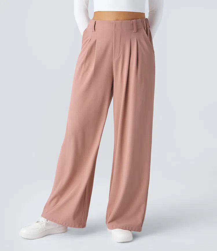 Halara Flex™ Pantalon Travail Gaufré Taille Haute Poches Latérales Jambe Large