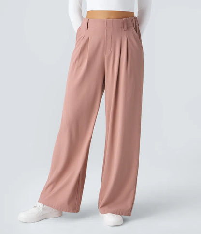 Halara Flex™ Pantalon Travail Gaufré Taille Haute Poches Latérales Jambe Large