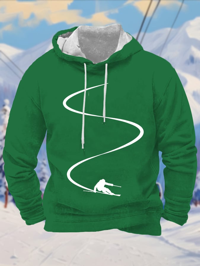43. Sweat à capuche imprimé pour homme passionné de ski