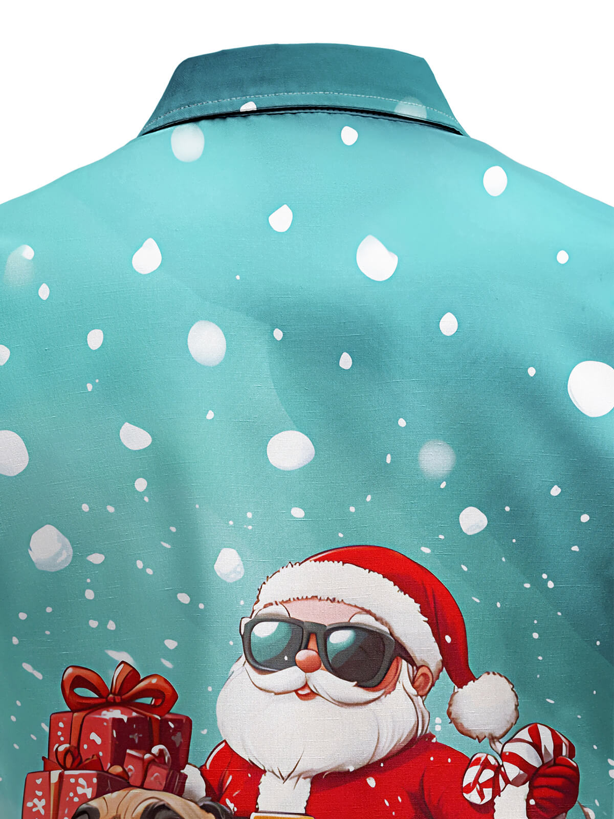 Chemise à manches longues pour homme avec imprimé Père Noël et chien mignon