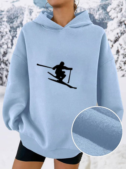32. Alpin - Sweat à capuche imprimé pour femme avec motif après-ski
