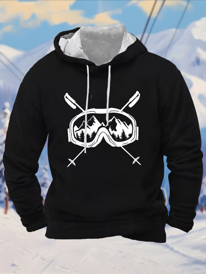 41. Sweat à capuche imprimé lunettes de ski homme