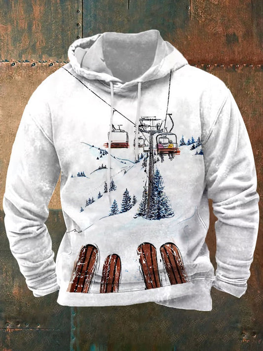 39. Sweat à capuche imprimé pour homme passionné de ski